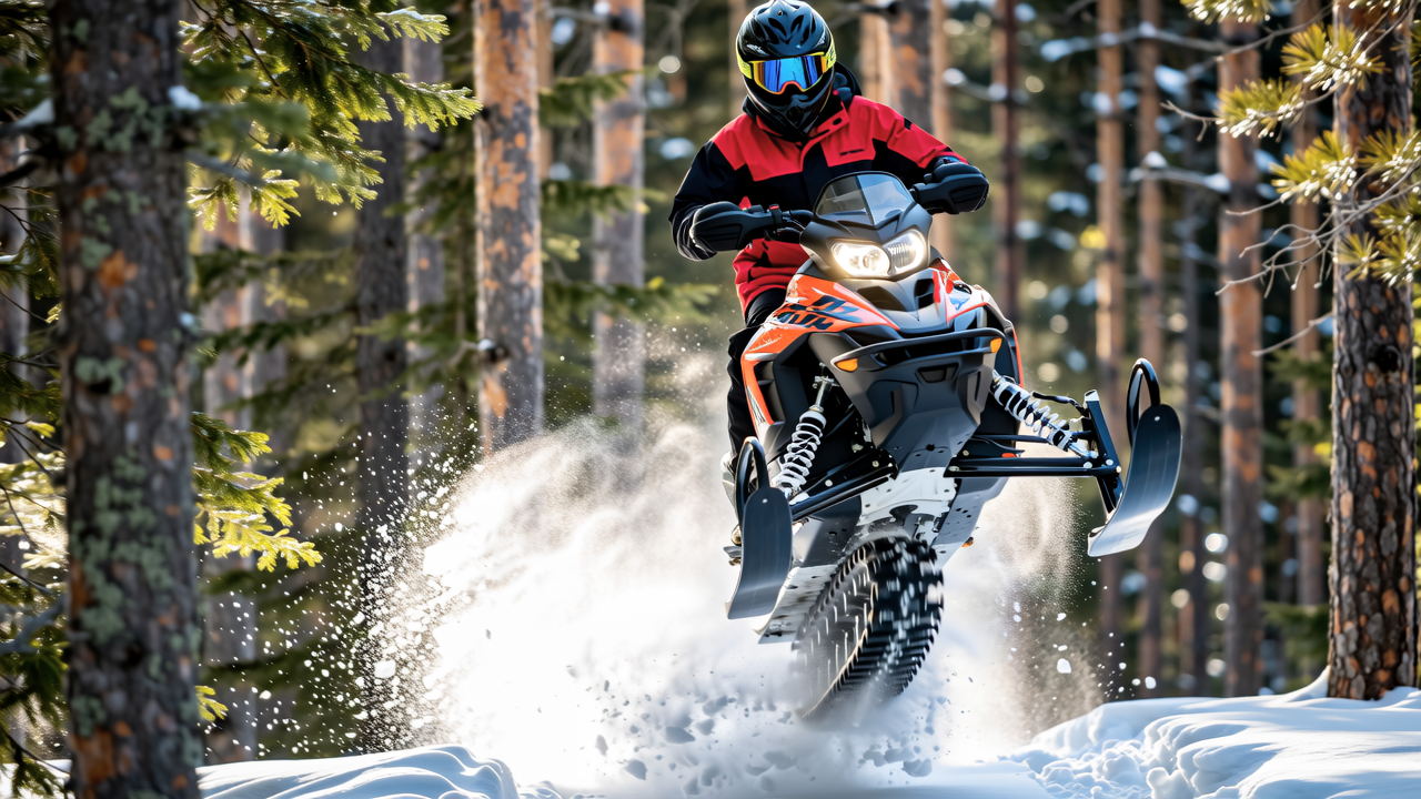 Catching air off a rise on the forest trail.